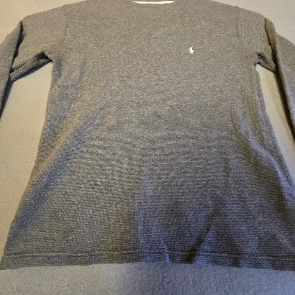 Polo Ralph Lauren Long Sleeve Thermal Shirt Crewneck Gray Men's Medium Pony Logo - Picture 8 of 16